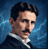 Illustrated portrait of Nikola Tesla
